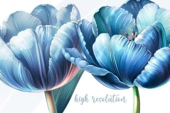 Blue Tulips Flowers Printable Clipart