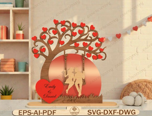 Couple Love Tree Sign Laser Cut File Couple Love Tree Sign Laser Cut File