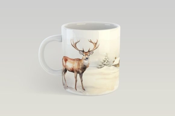 Deer Mug Sublimation, Winter Mug Wrap Deer Mug Sublimation, Winter Mug Wrap