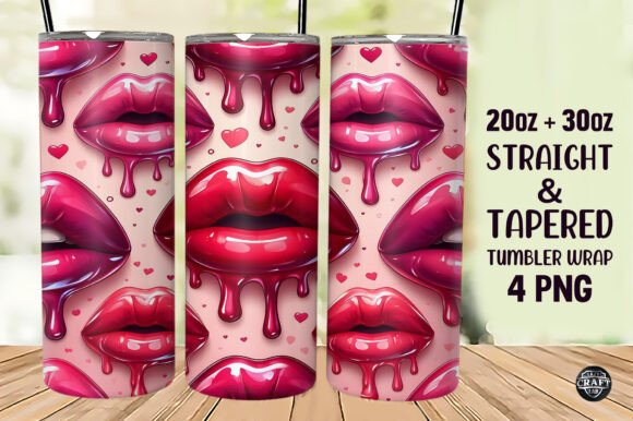 Dripping Lips Valentine Tumbler Wrap PNG Dripping Lips Valentine Tumbler Wrap PNG