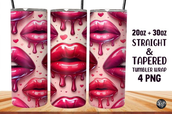 Dripping Lips Valentine Tumbler Wrap PNG Dripping Lips Valentine Tumbler Wrap PNG