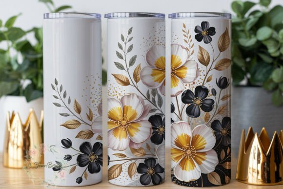 Elegant Black Gold Floral 20oz Tumbler W Elegant Black Gold Floral 20oz Tumbler W