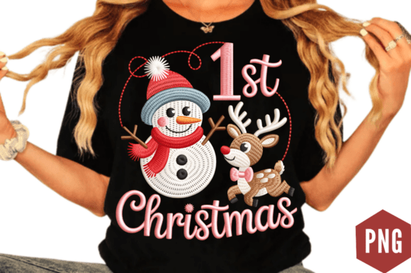 Embroidery 1st Christmas PNG Design Embroidery 1st Christmas PNG Design