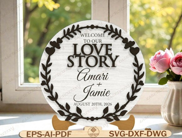 Floral Heart Wedding Welcome Sign SVG Floral Heart Wedding Welcome Sign SVG