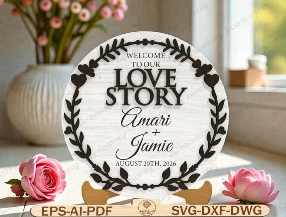 Floral Heart Wedding Welcome Sign SVG Floral Heart Wedding Welcome Sign SVG