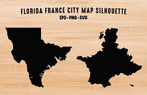 Florida France City Map Black Silhouette
