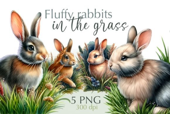 Fluffy Rabbits in the Grass Sublimation