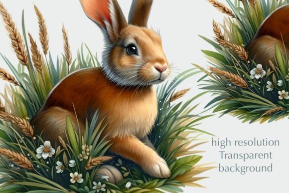 Fluffy Rabbits in the Grass Sublimation