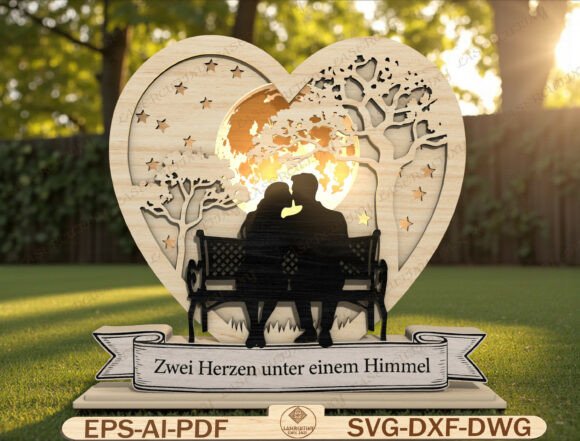 Heart Couple Moon Shadow Box Laser Cut Heart Couple Moon Shadow Box Laser Cut