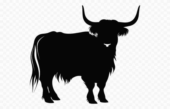 Highland Cattle Cow Silhouette Clipart