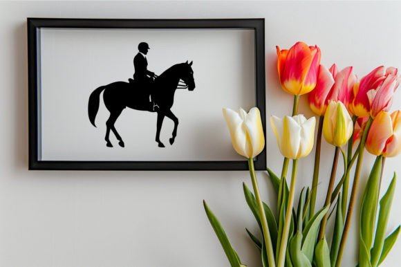 Horseback Rider Black Silhouette Drawn