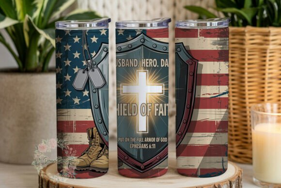 Husband Hero Dad Shield of Faith Tumbler Husband Hero Dad Shield of Faith Tumbler