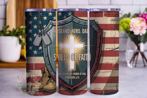 Husband Hero Dad Shield of Faith Tumbler Husband Hero Dad Shield of Faith Tumbler