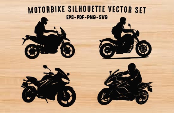 Motorbike Rider Silhouette Vector Bundle