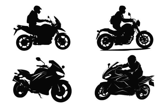 Motorbike Rider Silhouette Vector Bundle