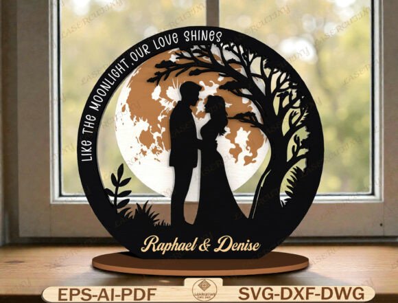 Personalized Couple Moon Sign SVG Personalized Couple Moon Sign SVG