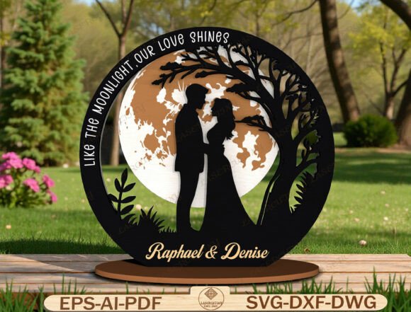 Personalized Couple Moon Sign SVG Personalized Couple Moon Sign SVG