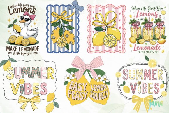 Preppy Lemon Summer Vibes PNG
