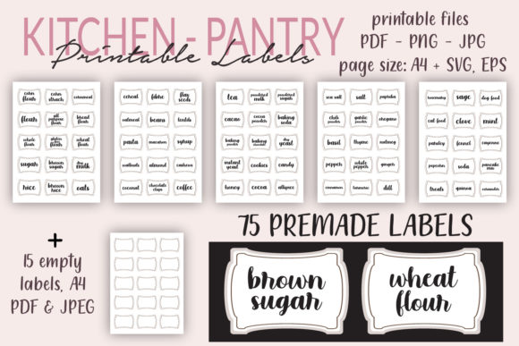 Printable Kitchen Labels, Pantry Labels Set Printable Kitchen Labels, Pantry Labels Set