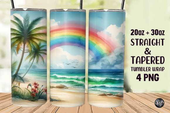 Rainbow, Beach Tumbler Sublimation 20oz Rainbow, Beach Tumbler Sublimation 20oz