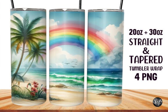 Rainbow, Beach Tumbler Sublimation 20oz Rainbow, Beach Tumbler Sublimation 20oz