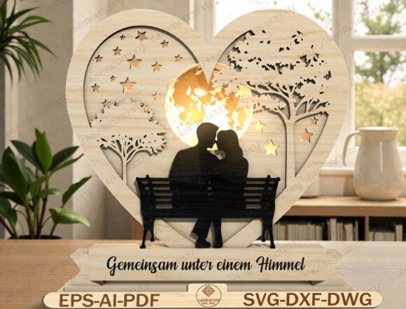 Romantic Couple Heart Laser Cut File Romantic Couple Heart Laser Cut File