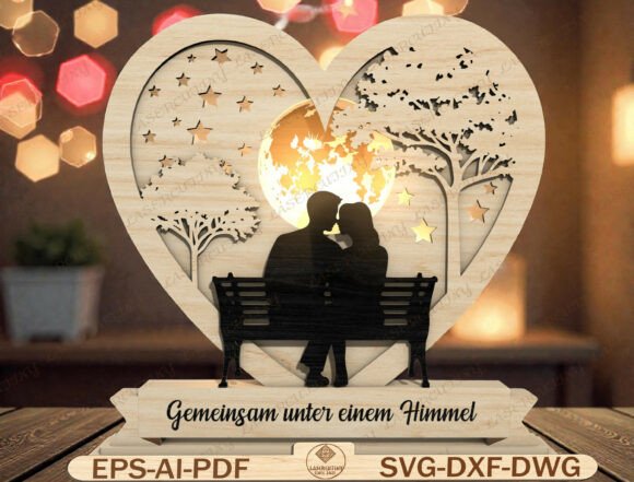 Romantic Couple Heart Laser Cut File Romantic Couple Heart Laser Cut File