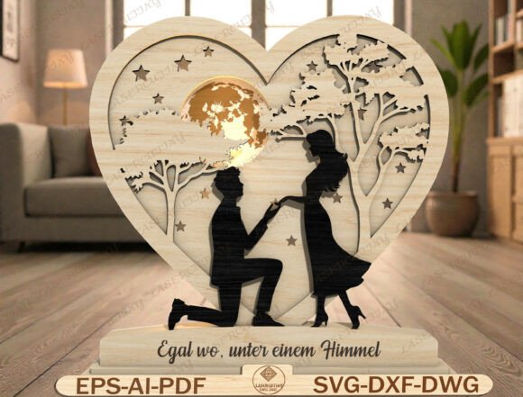Romantic Proposal Heart Laser Cut File Romantic Proposal Heart Laser Cut File