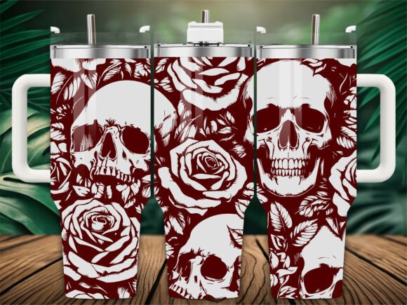 Skull Roses Laser Engraving Tumbler Wrap Skull Roses Laser Engraving Tumbler Wrap