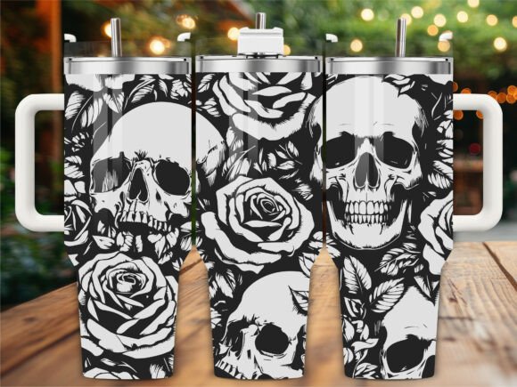 Skull Roses Laser Engraving Tumbler Wrap Skull Roses Laser Engraving Tumbler Wrap