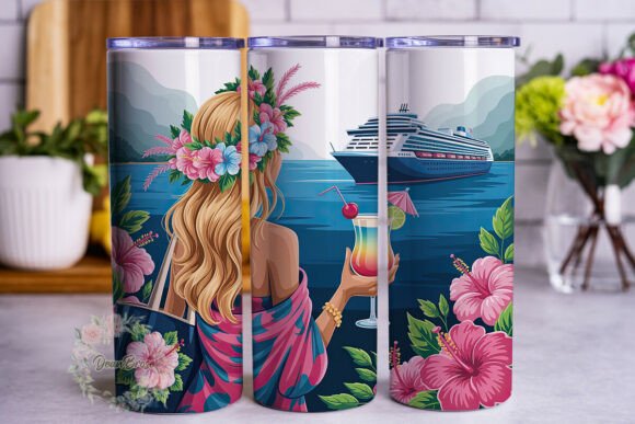Tropical Cruise Woman Tumbler Wrap PNG Tropical Cruise Woman Tumbler Wrap PNG