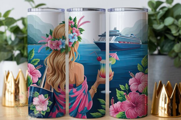 Tropical Cruise Woman Tumbler Wrap PNG Tropical Cruise Woman Tumbler Wrap PNG