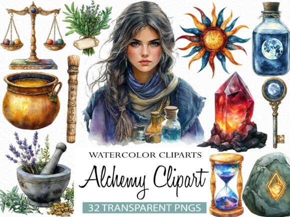 Watercolor Alchemy Clipart Bundle