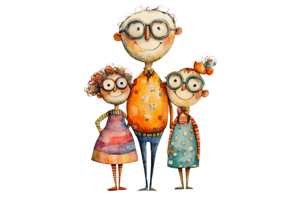 Whimsical Funny Quirky Family Clipart