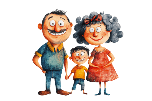 Whimsical Funny Quirky Family Clipart