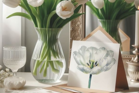 White Tulips Spring Flower Clipart