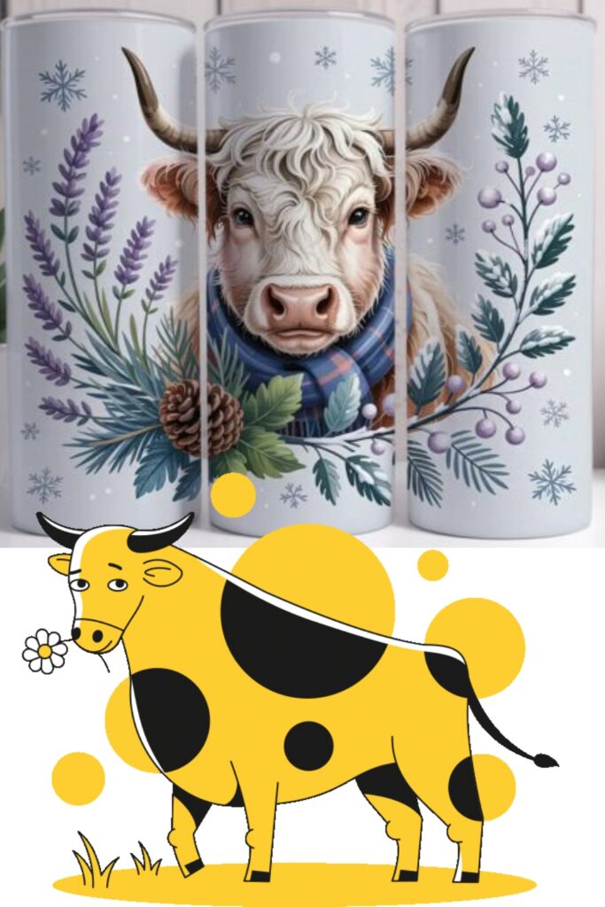 Highland Cow Winter Tumbler Wrap Highland Cow Winter Tumbler Wrap