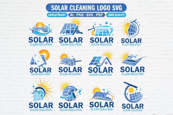 12 Solar Cleaning Logo SVG Bundle 12 Solar Cleaning Logo SVG Bundle