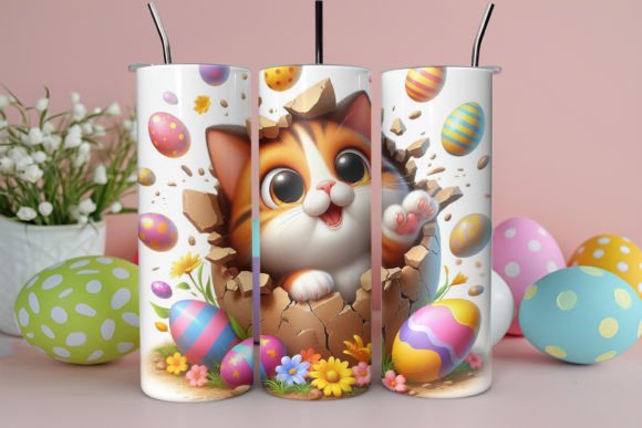 3D Easter Cat Tumbler Wrap