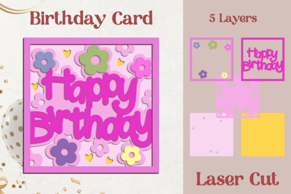 3d Layered Birthday Card with Flowers