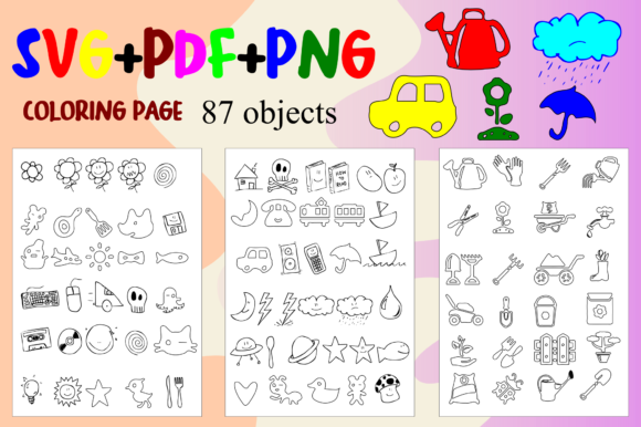 87 Objects & Fun Coloring Pages Bundle 87 Objects & Fun Coloring Pages Bundle