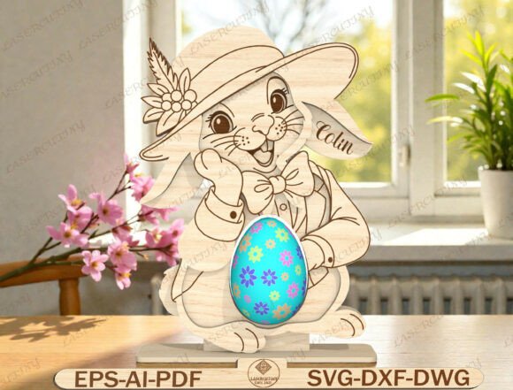 Bunny Floral Egg Holder Stand Laser Cut