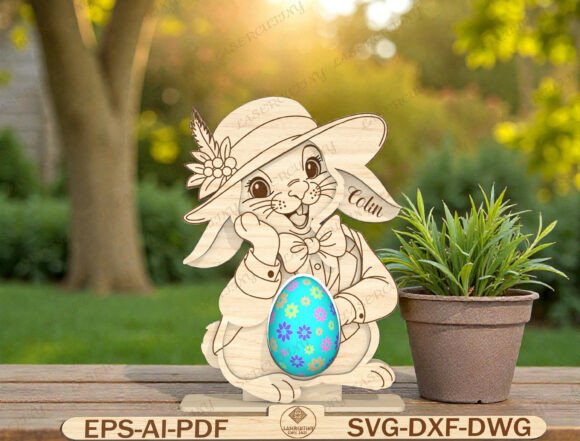 Bunny Floral Egg Holder Stand Laser Cut