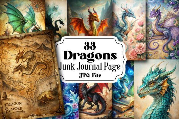 Dragons Junk Journal Pages