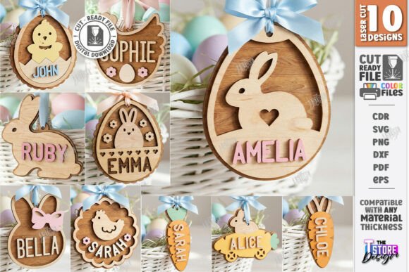 Easter Basket Tags Laser Cut Bundle |CNC Easter Basket Tags Laser Cut Bundle |CNC