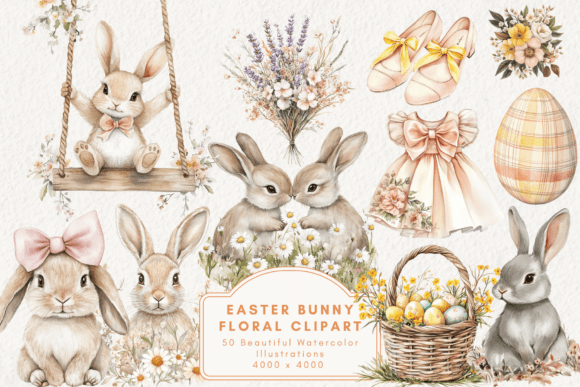Easter Bunny Floral Clipart Easter Bunny Floral Clipart