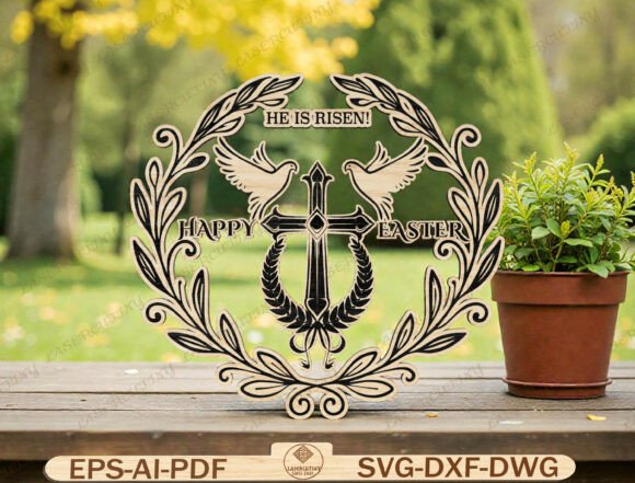 Easter Cross Wreath Laser Cut File