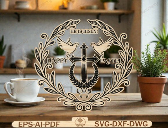 Easter Cross Wreath Laser Cut File
