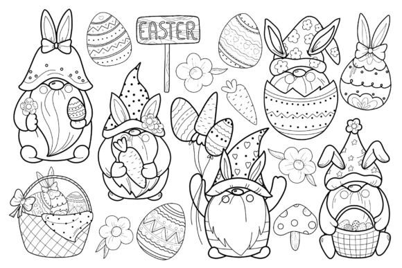Easter Gnome Silhouette Coloring Page Easter Gnome Silhouette Coloring Page