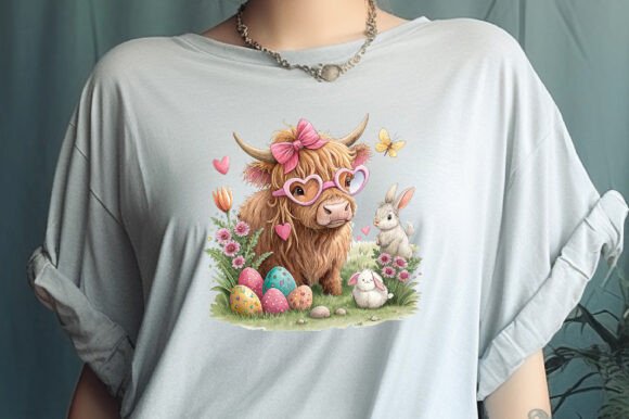 Easter Highland Cow PNG,Retro Easter PNG Easter Highland Cow PNG,Retro Easter PNG
